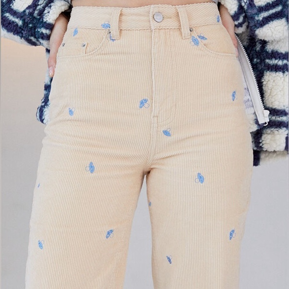 PacSun Kids Micro Embroidered Mushroom Corduroy Jeans
